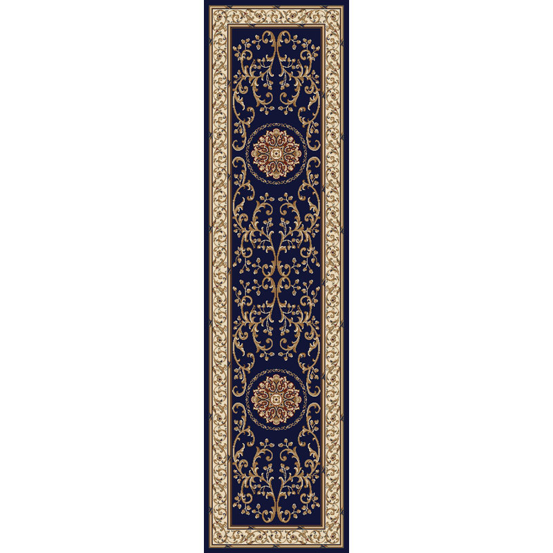 Keasey 1419 Traditional Oriental Navy Area Rug, Runner 2'2" x 8'