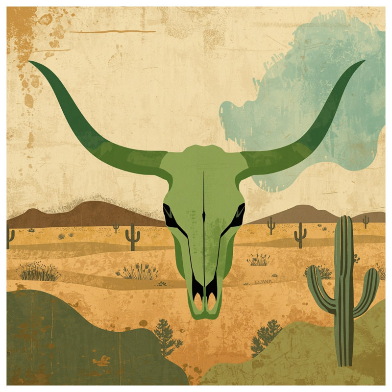 Couvertures Green Bull Skull, L 50 po x H 60 po