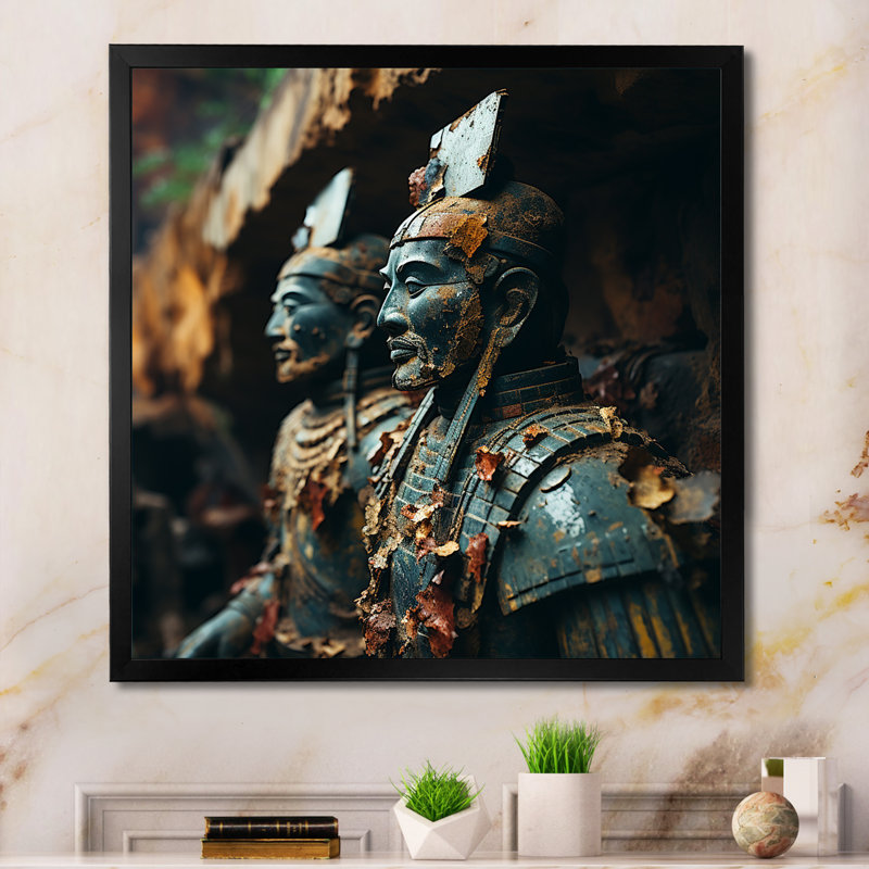 «China Terracotta Warriors 2», art mural chinois, Cadre simple noir, H 30 po x l 30 po x P 1,5 po