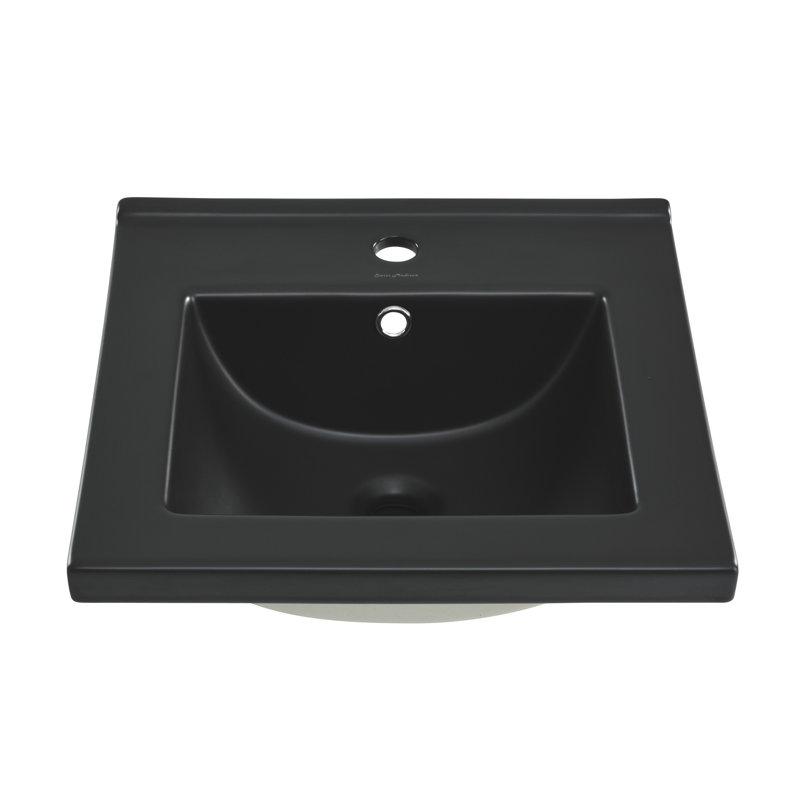 Plateau de meuble-lavabo simple avec lavabo Swiss Madison, Noir mat