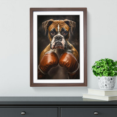 Boxer Dog Romanticism - Single Picture Frame Print on Wood