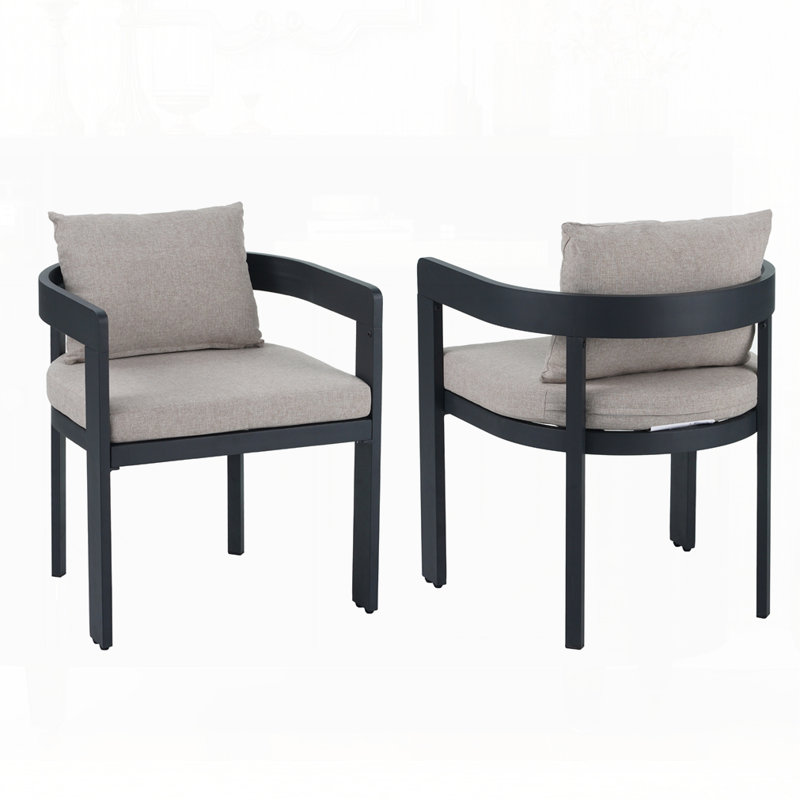 Ensemble de 2 chaises en aluminium, Beige, Noir
