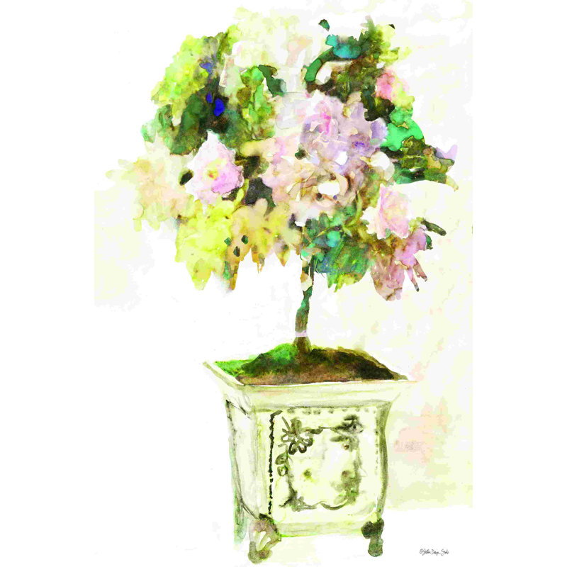 Topiaire dans un vase antique, H 18 po x l 12 po, Non, Toile tendue
