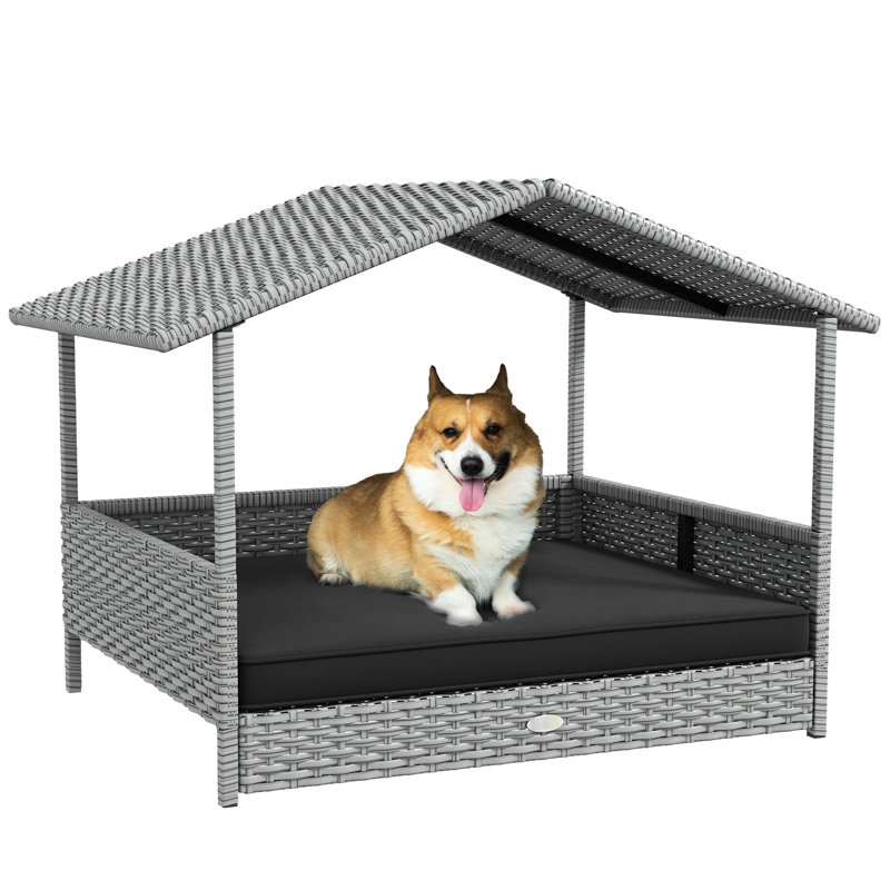 Niche pour chien d'extérieur avec auvent imperméable, coussin confortable pour petits chiens de taille moyenne,