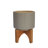 Planter on Stand Ceramic Planter on Wooden Base Contemporary Rustic Striped Design-213335349-213335350