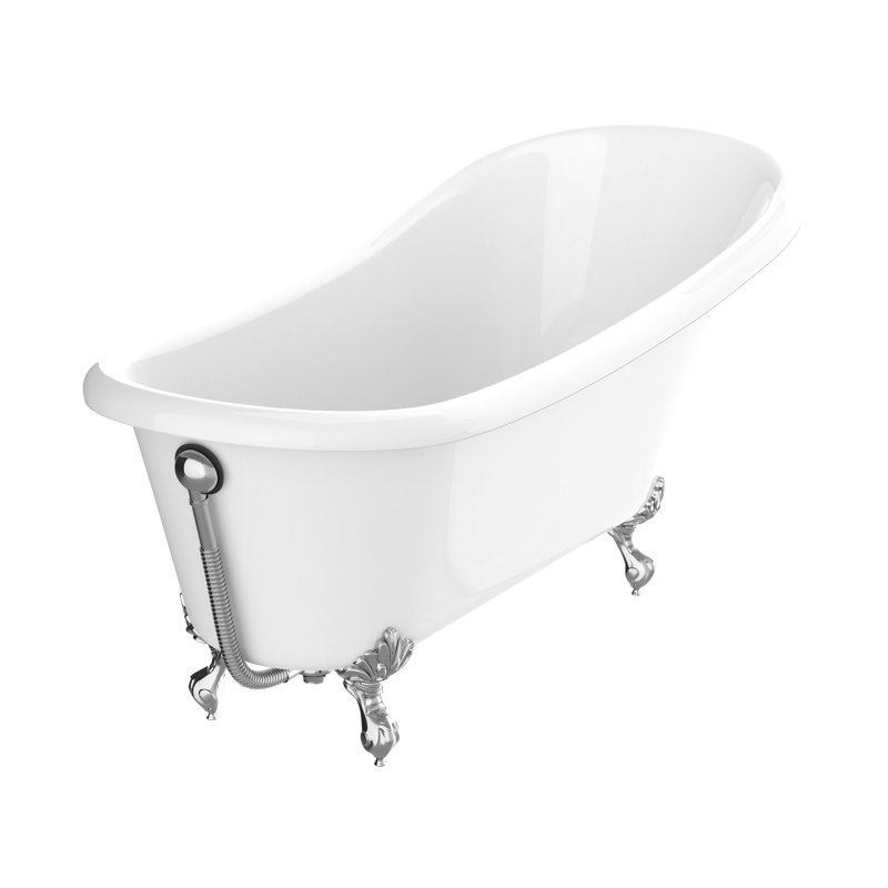 Diamante 67'' White Acrylic Clawfoot Slipper Bathtub