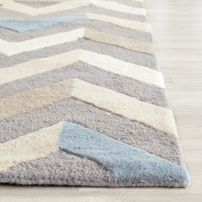 Aundray Hand Tufted Wool Chevron Rug, Rectangle 9' x 12'