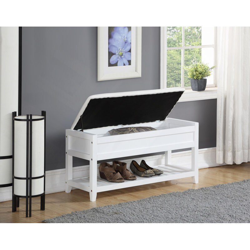 Banc avec rangement pour chaussures, Blanc, Blanc