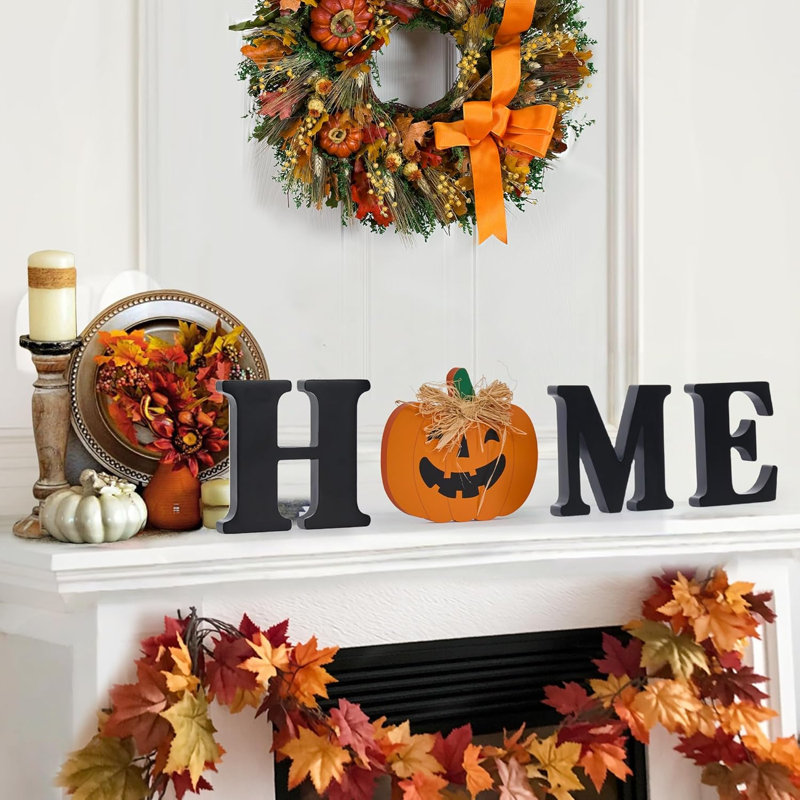 Interchangeable Home Table Signs With 10 Pcs Seasonal Icons, Wooden Changeable Home Sign For Seasonal Decor, HOME Letter Sign