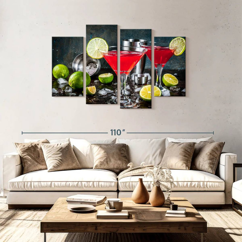 Yarlin Red Martini Cocktails, 48" H x 75" W