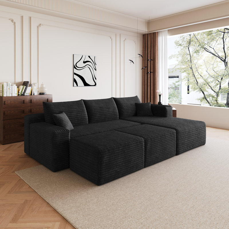 Canapé modulaire en velours côtelé 95 pouces
