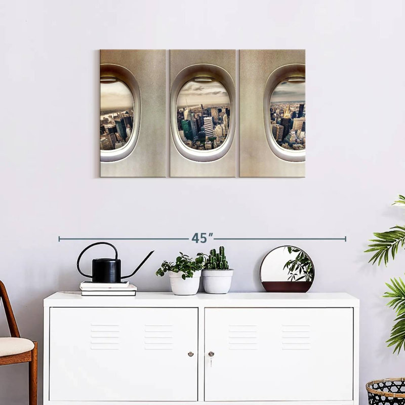 Ensemble de 3 fenêtres sur toile, H 20 po x l 33 po x P 1,25 po