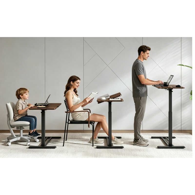 Bureau mobile à hauteur réglable noyer, Walnut/Black