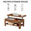 Ensemble de meubles de salon 3 pièces Berardina, table basse à plateau relevable brun moderne avec rangement caché et table de chevet, ensemble de 2 avec tiroir et tablette ouverte-929476470
