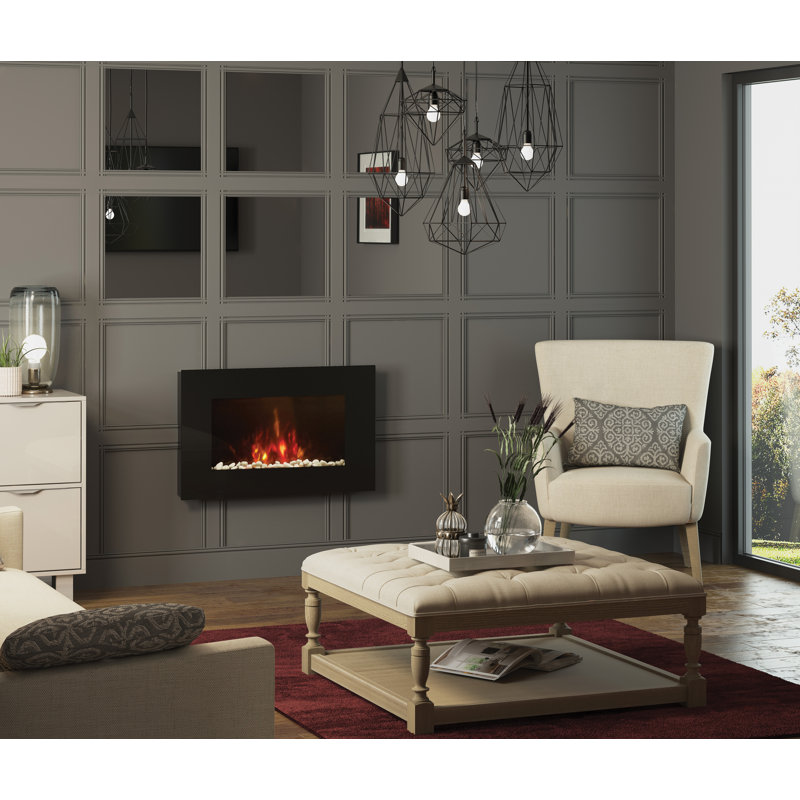 Azonto Wall Hung Electric Fire, Black