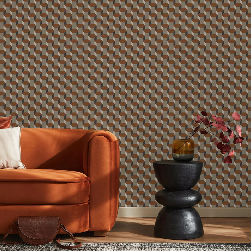 Sublime Vintage Geometrics Wallpaper, Brown