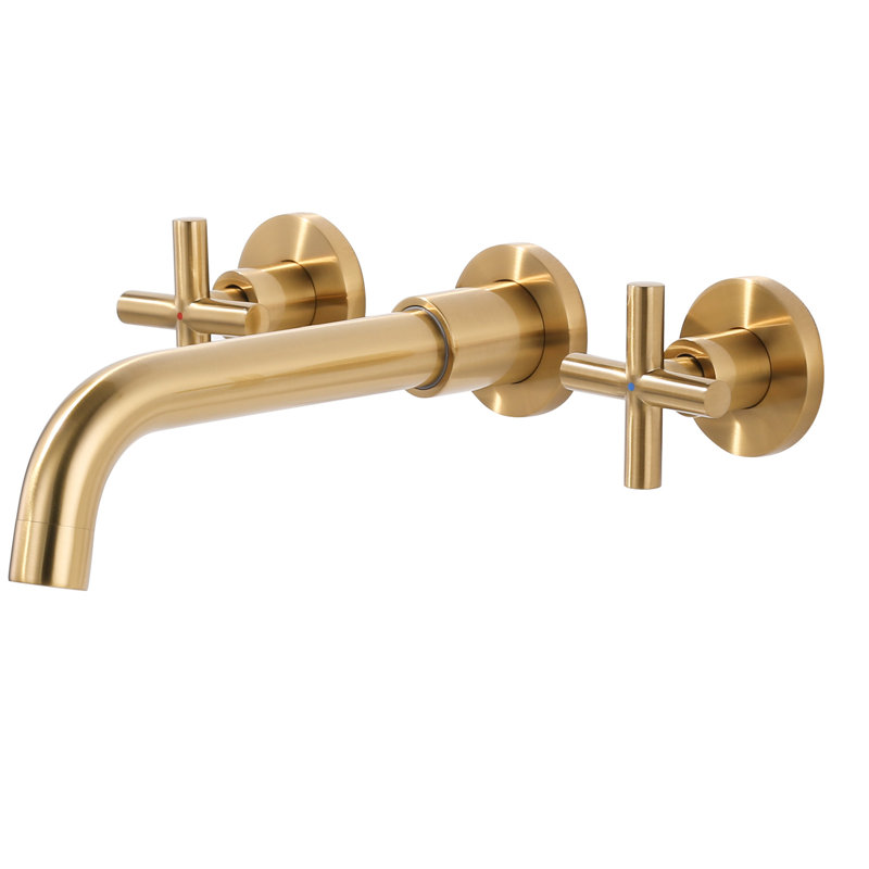 IVIGA Double-Handle Wall Mounted Bathroom Faucet for Sink, Gold