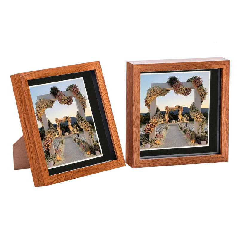 Nicola Spring - 3D Box Photo Frames, 22.5cm H x 22.5cm W x 3.5cm D, Dark Wood/Black