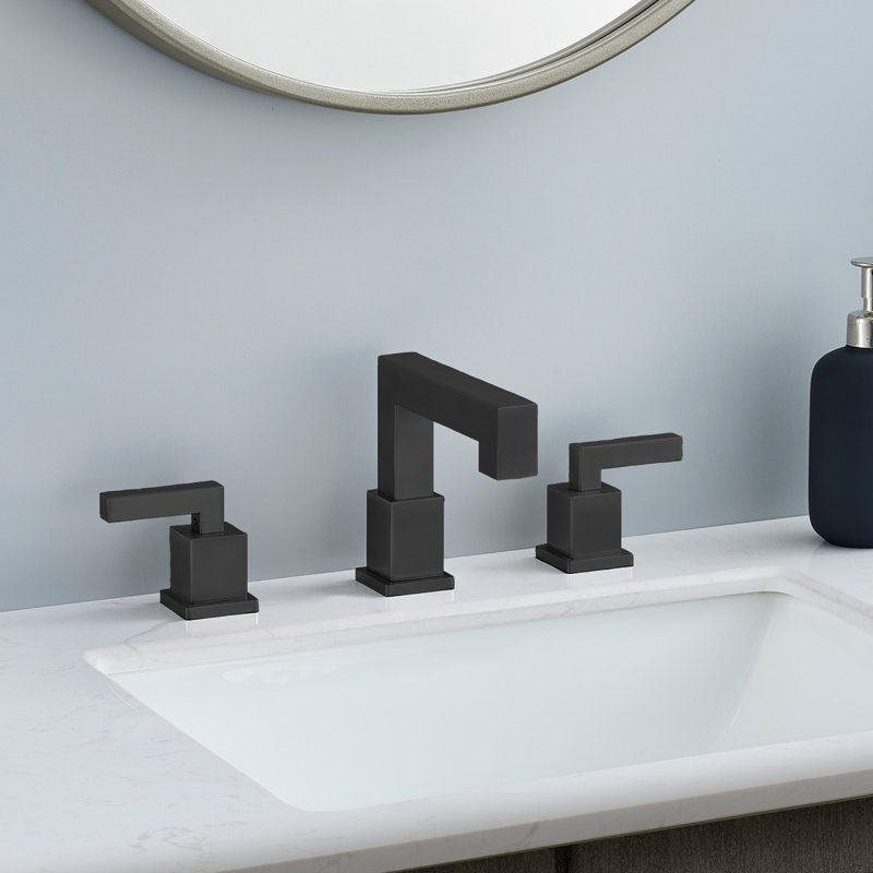 Brushed Nickel Widespread Bathroom Faucet, Waterfall Bathroom Faucets For Sink 3 Hole, 2-Handles Modern Vanity Faucet With Pop Up Drain Assembly And Lead-Free Supply Hose,8-Inch