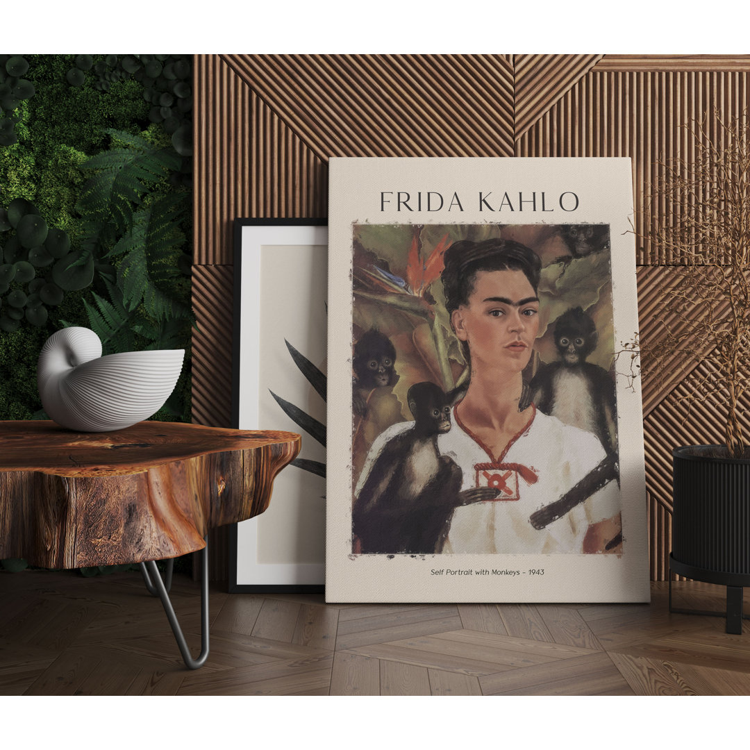 Art Portrait  - Frida Kahlo - Selbstbildnis Mit Affen Als Leinwandbild Art_0833