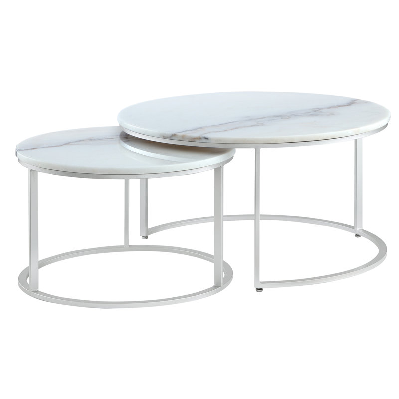 Moore 4 - Piece Marble Top Living Room Table Set, Silver