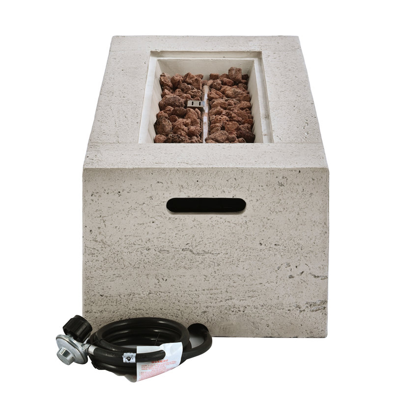 41.9''MGO Outdoor Rectangular Propane Fire Pit 40000 BTU, Beige Gray