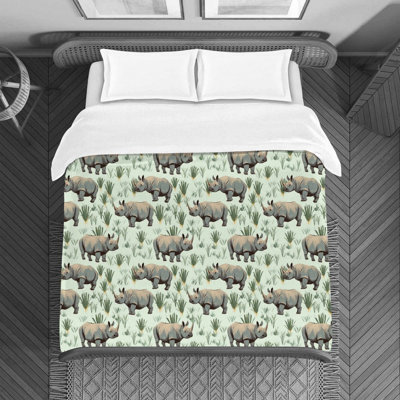 Rhino Grassland Duvet Cover