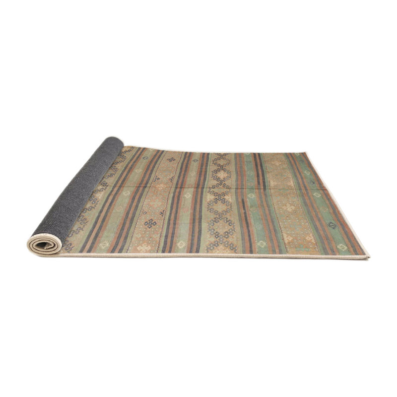 Tapis de zone brun/vert contemporain, Rectangle 5 pi x 7 pi