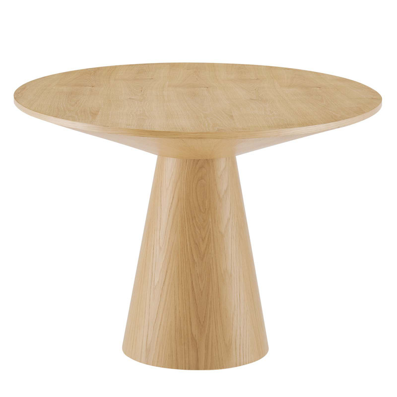 Round Oak Wood Six-Seater Dining Table