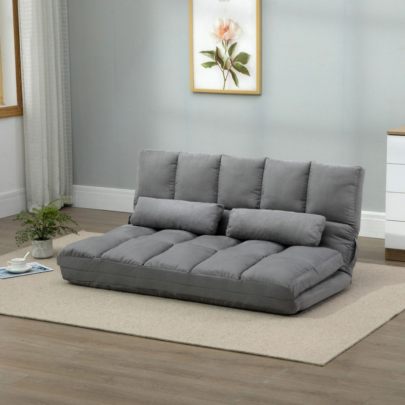 Fauteuil convertible HOMcom, H 23,5 po x l 51,3 po x P 28,8 po , Polyester gris clair