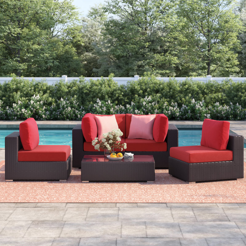 Ensemble modulaire d'extérieur 5 pièces Convene, Rouge