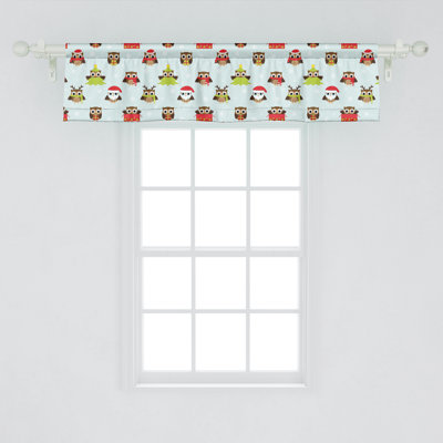 Ambesonne Owls Valance Pack of 2 Christmas Time Pine Tree Birds 51138
