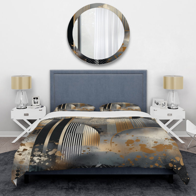 Ensemble de housse de couette Shapes And Lines, Housse de couette simple + 1 taie décorative stan