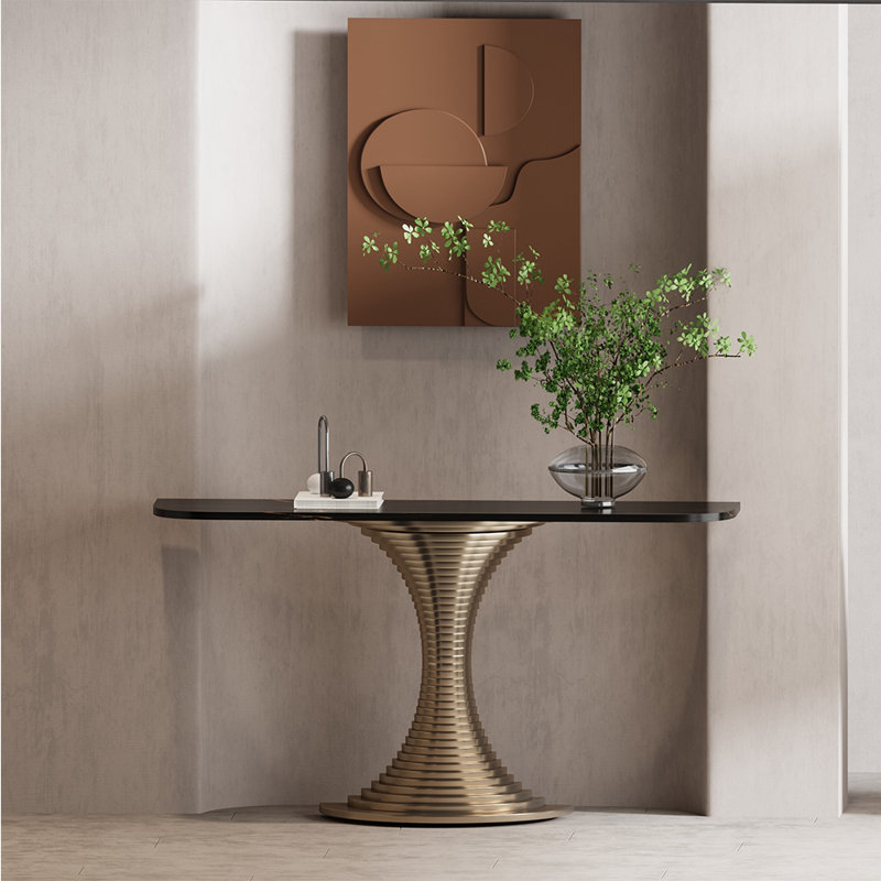 Console de style moderne en pierre frittée, Black, 31.5" H x 59" W x 13.7" D