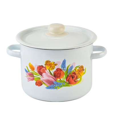 Pot en acier avec couvercle Spring Bouquet