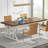 71" Rustic Rectangular Kitchen Table With X-Trestle Metal Legs-201738712