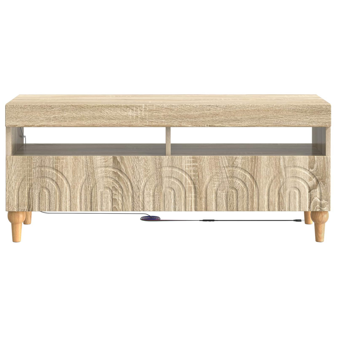 LED TV Cabinet with LED Strip Lights ALKMAAR Engineered Wood Furniture