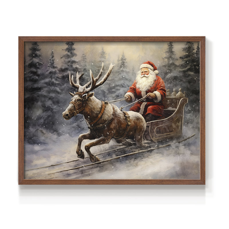«Chirstmas Art» -CCCLLXI-Reproduction encadrée - Restickable, H 22 po x l 28 po, Noyer