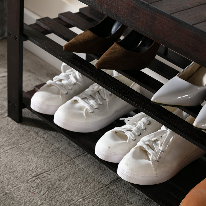 10 Pair Stackable Shoe Storage Bench, Brown