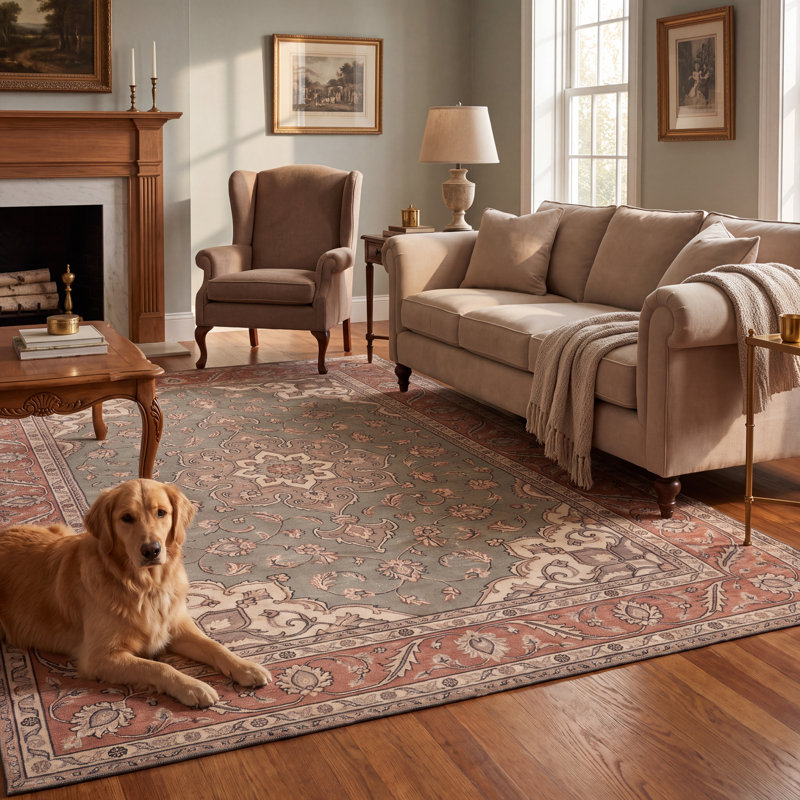 Tapis Foglight traditionnel à médaillon, style persan, vert, beige, gris, crème, antidérapant, à poils courts, pour l'intérieur et l'extérieur, adapté aux animaux domestiques, salon, chambre, salle à manger, entrée, couloir, bureau, taupe, cuisine, idéal pour les zones de passage intensif, facile à nettoyer, imprimé, ultra doux, à bords ourlés et lavable.