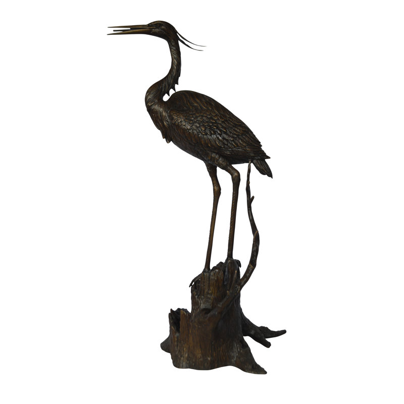 Copper and Metal Great Heron Perched Fountain