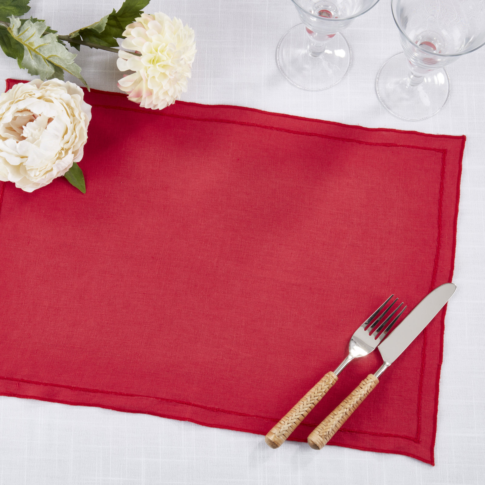 Stonewashed Linen Placemat, Red