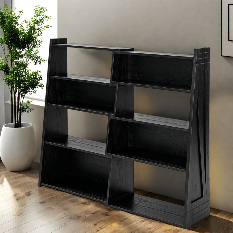 Bibliothèques extensibles avec rangement, bois aggloméré noir, tablette moderne pour la maison