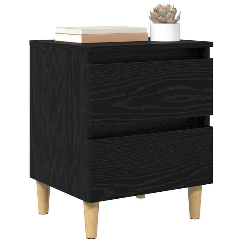 40cm W Manufactured Wood Bedside Table, Black Oak