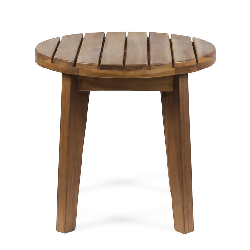 16" Wood Side Table In Rustic Style, Finish, Build Of Wood, With Style, Teak