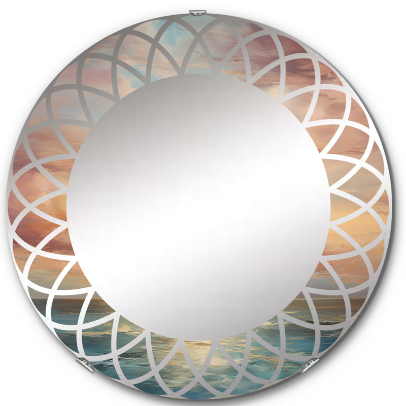 Brickingham - Miroir mural paysager rond, 24 po x 24 po