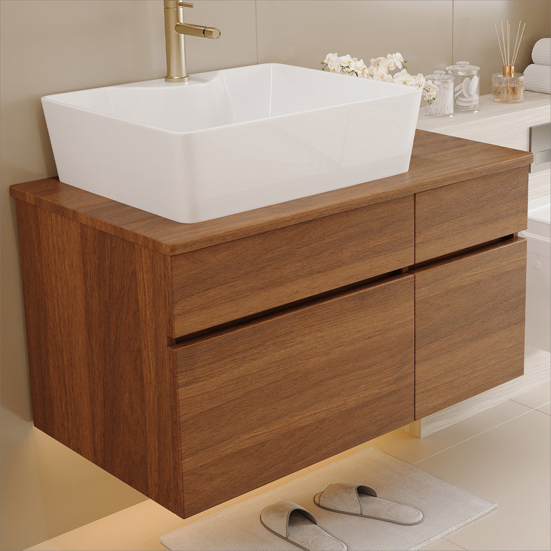 Petit meuble-lavabo flottant simple avec lavabo