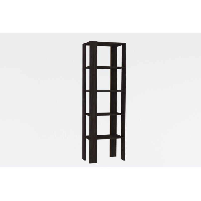 Bibliothèque Modern Anthracite, 5 tablettes, 20,9 po x 63,0 po x 9,1 po | 100% panneau de particules enduit de mélamine, épaisseur: 0,7 pouce | Design scandinave mural et élégant pour le rangement de la maison et du bureau