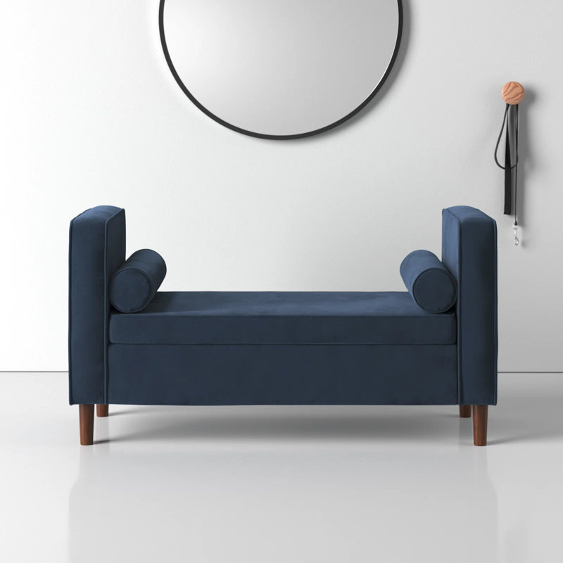 Banc de rangement rembourré Wittrock, Velours foncé