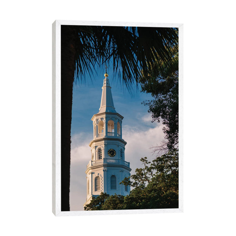 Charleston Steeple VII by Bethany Young - Print on Canvas, 101.6cm H x 66.04cm W x 3.81cm D, White Framed